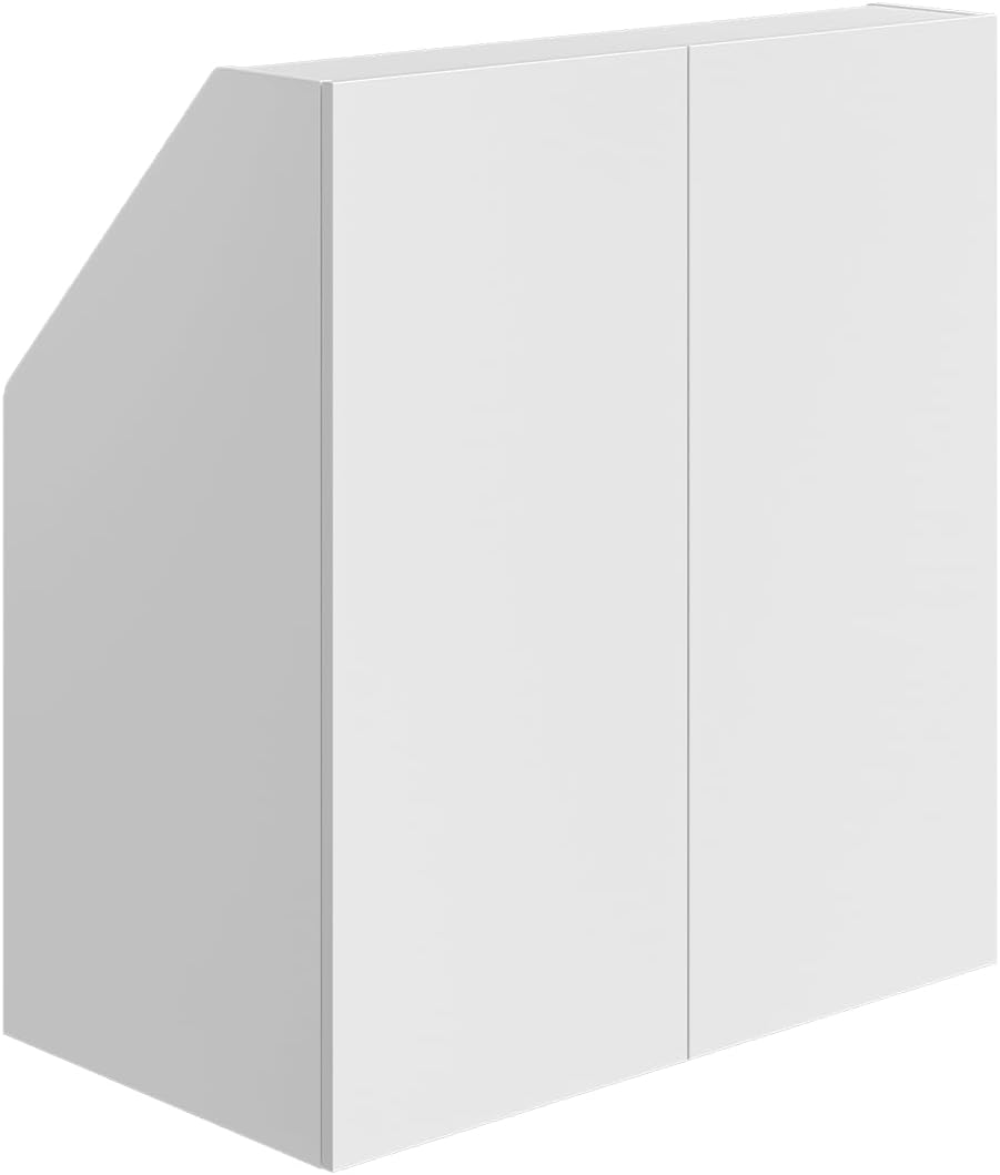 Bücherregal, Aland Dachschrägenschrank, Weiß, 2 Push-to-Open Türen, 3 Fächer, Bellamio