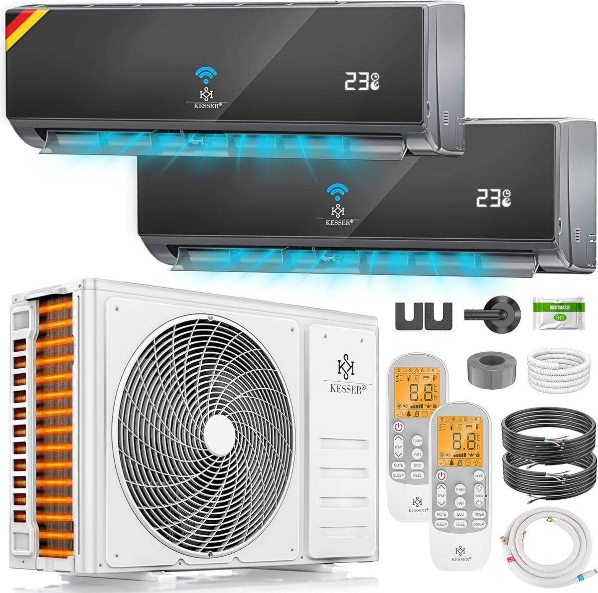 KESSER Split-Klimaanlage, 18000 BTU, Split Klimagerät Set mit WiFi/App, Heizen & Kühlen, Inverter, Eco-Modus, Luftentfeuchter & Ventilator, sehr leise