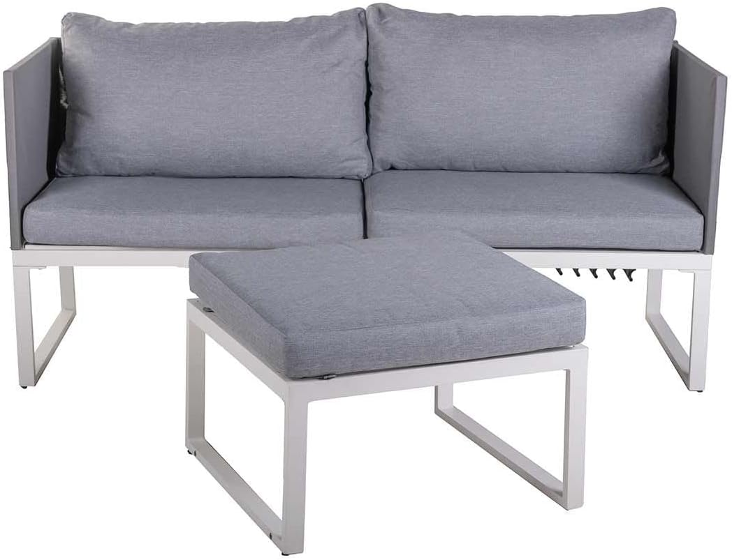 Sofa, . Lounge-Set, 3-teilig, 63x63x35cm, hellgrau/weiß, OUTLIV