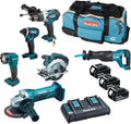 Makita Akku-Bohrschrauber, Amazon Exklusiv: DLX6104TX2 18V Li-Ion LXT 6-teiliges Kombi-Kit komplett mit 3 x 5