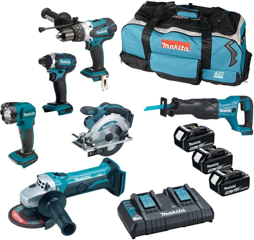 Makita Akku-Bohrschrauber, Amazon Exklusiv: DLX6104TX2 18V Li-Ion LXT 6-teiliges Kombi-Kit komplett mit 3 x 5