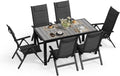 JUMMICO Essgruppe, Gartenmöbel Set, 4 stühle Klappbar mit 1 Tisch, 5-Fach Verstellbarer Aluminium Sessel und Einer Tischplatte in Holzoptik