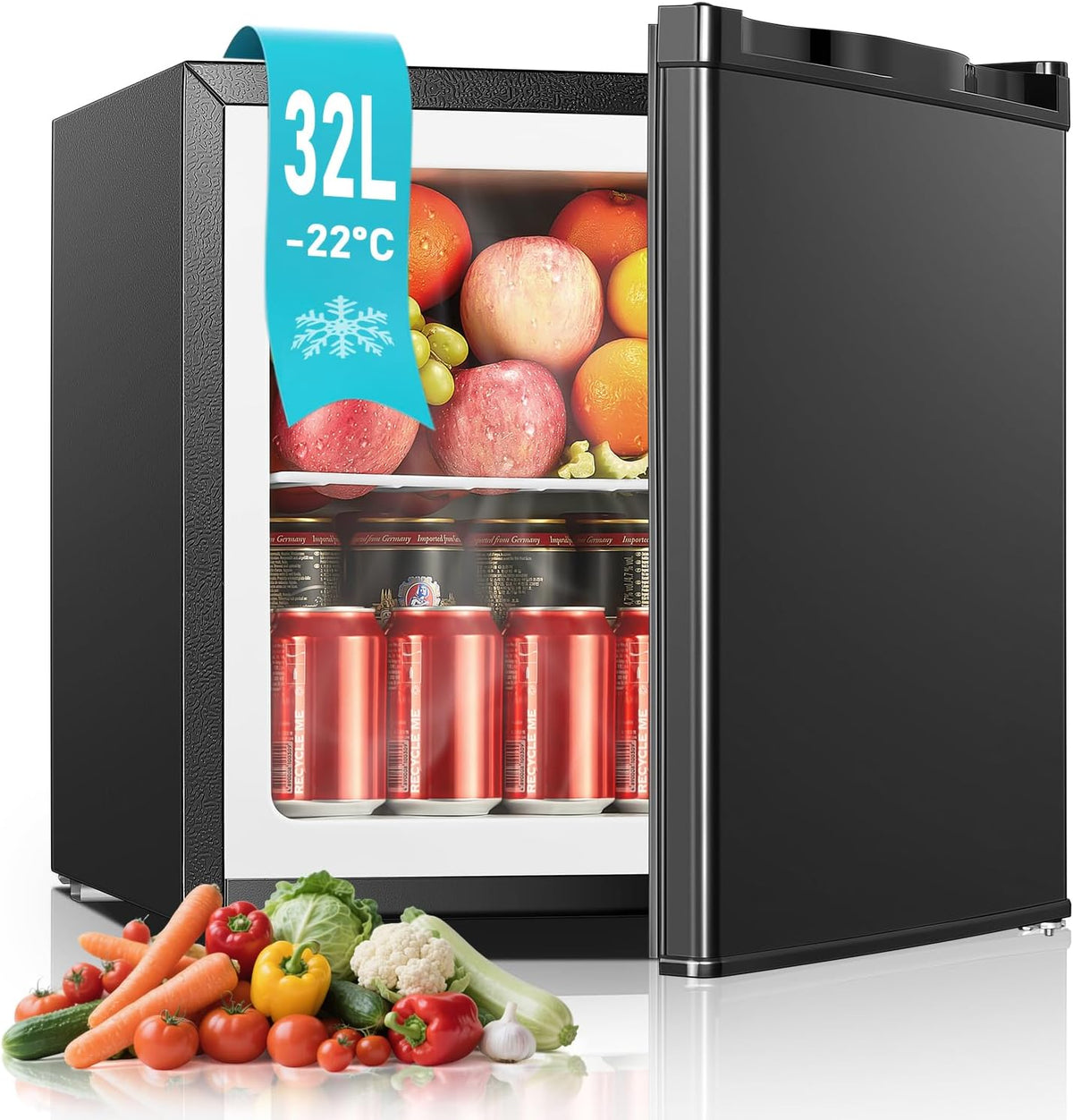 Mini-Gefrierschrank, Wechselbarer Türanschlag, Tiefkühltruhe Tiefkühlschrank Klein, für Büro Camping Outdoor Energieklasse E, FOHERE