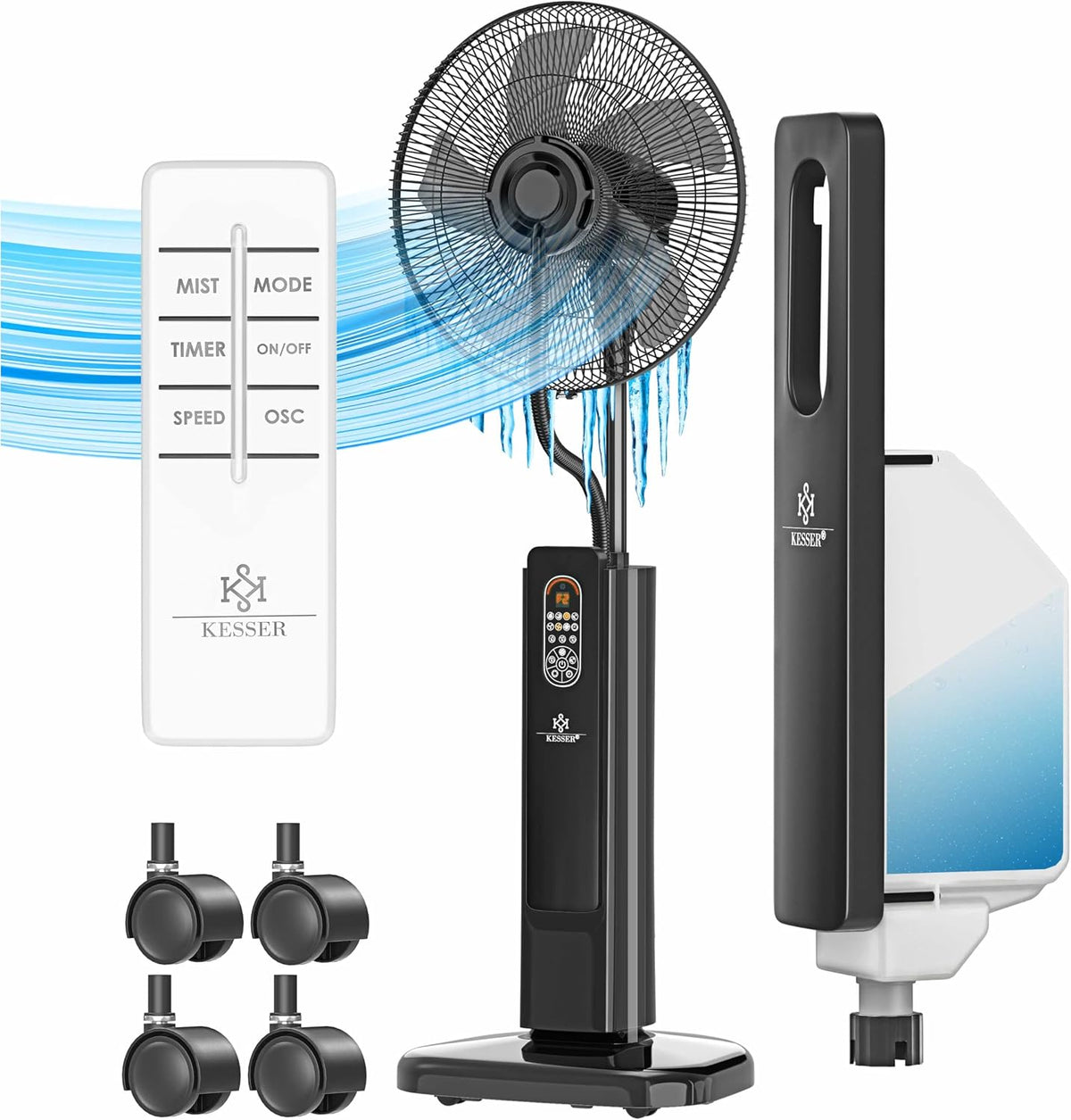 KESSER ® Stand-Ventilator Frosty mit Wasser Ultraschall-Sprühnebel Wasserkühlung inkl. Fernbedienung Timer-Funktion Luftbefeuchter Leise