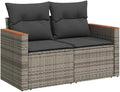 Sofa Garten, 2-Sitzer mit Kissen Grau Poly Rattan, vidaXL