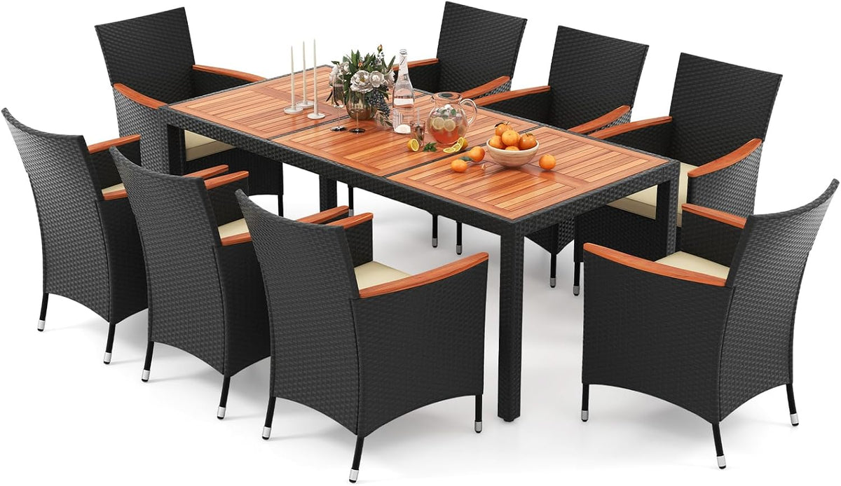 GIANTEX 8 8 Rattan Gartenmöbel Set Sitzgruppe Garten Lounge Stühle mit Tisch Rattan Lounge Möbel Outdoor Terrassenmöbel Balkonmöbel Set für Personen