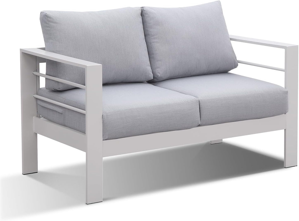 Sofa 2-Sitzer Garten, aus Aluminium, weiß, LANOX