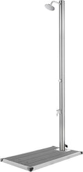 Gecheer Brausen & Duschen, Gartendusche mit Grauer Bodenplatte 220 cm Edelstahl