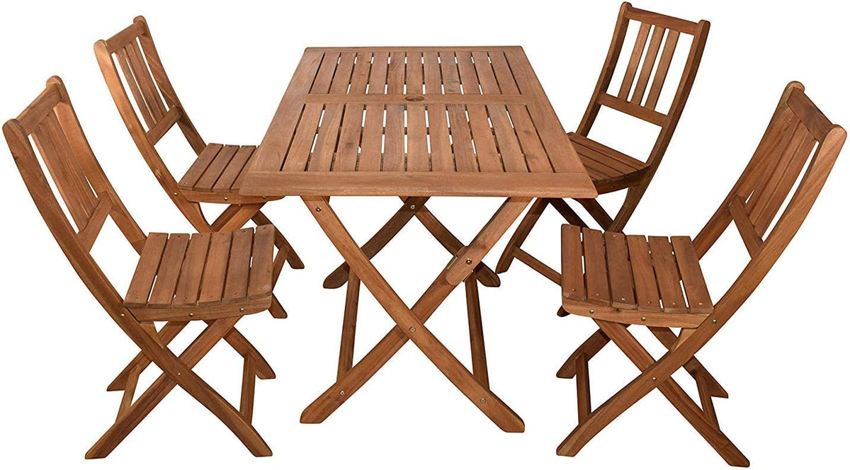 Esstisch, 5tlg. Gartengruppe Callao, 1x Tisch 120x70 cm + 4X Klappstuhl Blossom, SAM