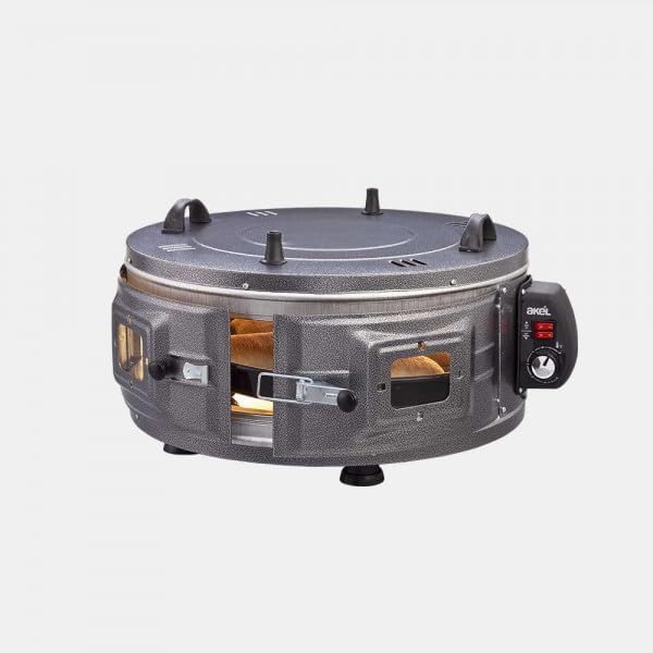 AKEL AF022 Elektrischer runder Ofen Mini-Backofen Pizzaofen, tragbar (Silber)