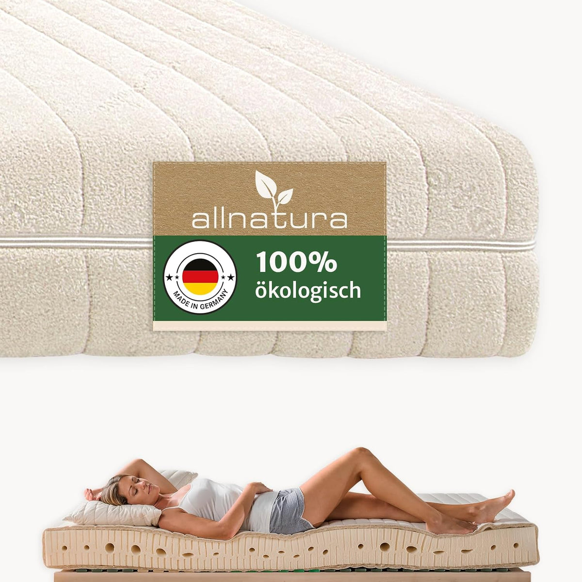 allnatura 7-Zonen Naturlatex- Matratze, Sanastar-Comfort - 90 × 200 cm, H3