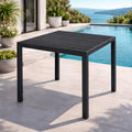Esstisch Aluminium Gartentisch anthrazit schwarz, Gartenmöbel Tisch Holzimitat Non Wood wetterfest 90 × 90 × 74cm, Mojawo