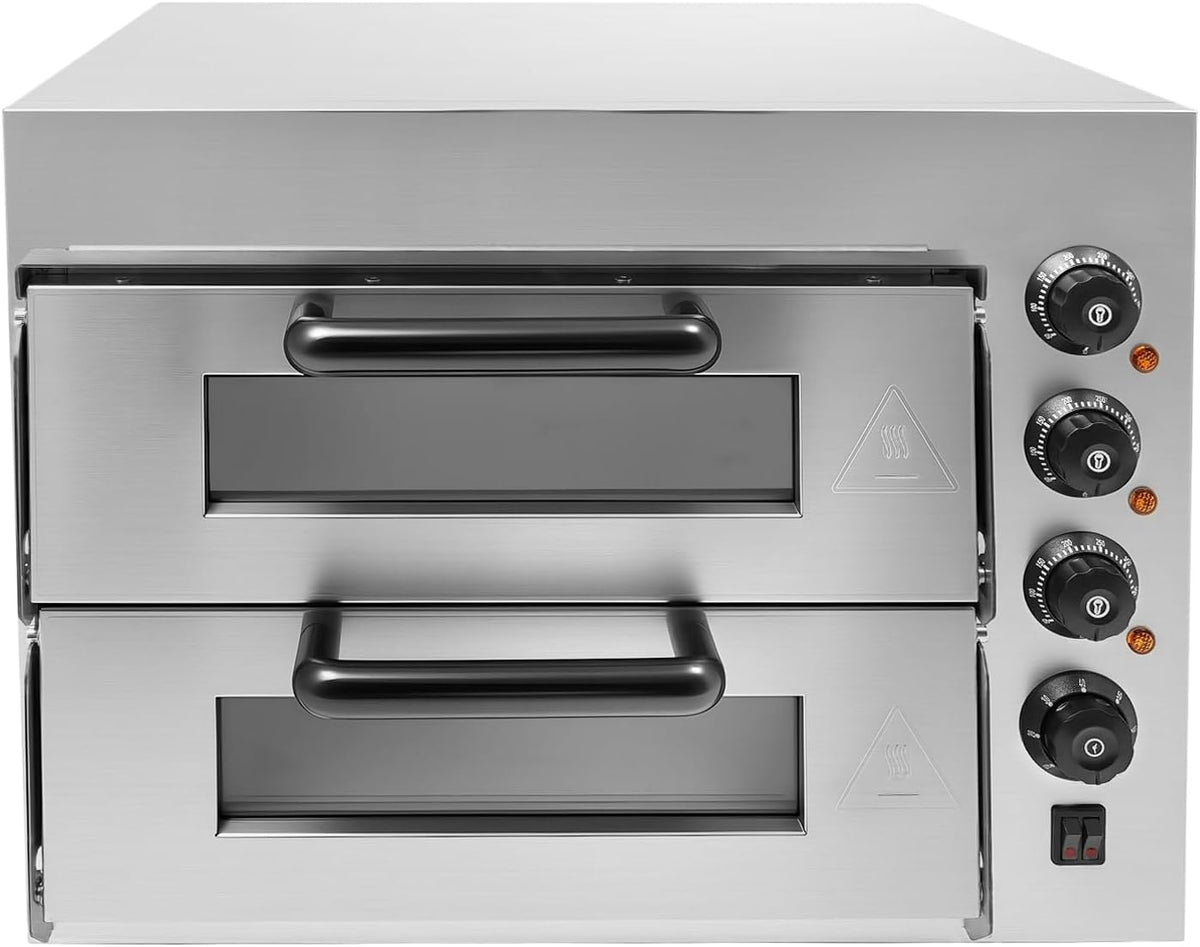 LUNICASHA Professioneller Pizzaofen, Doppel, Kommerzieller Pizza Oven 350℃, Pizza Ofen Elektrisch für Pizza, Brot und Backwaren