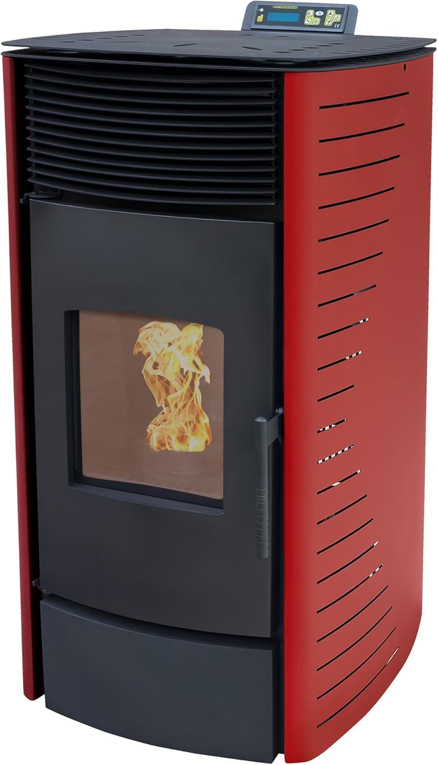 Nemaxx Pelletheizungen, ® P12 Pelletofen 13, 6 kW A+ bis 300 m³, Auto-Reinigungszyklus, ECO-Modus