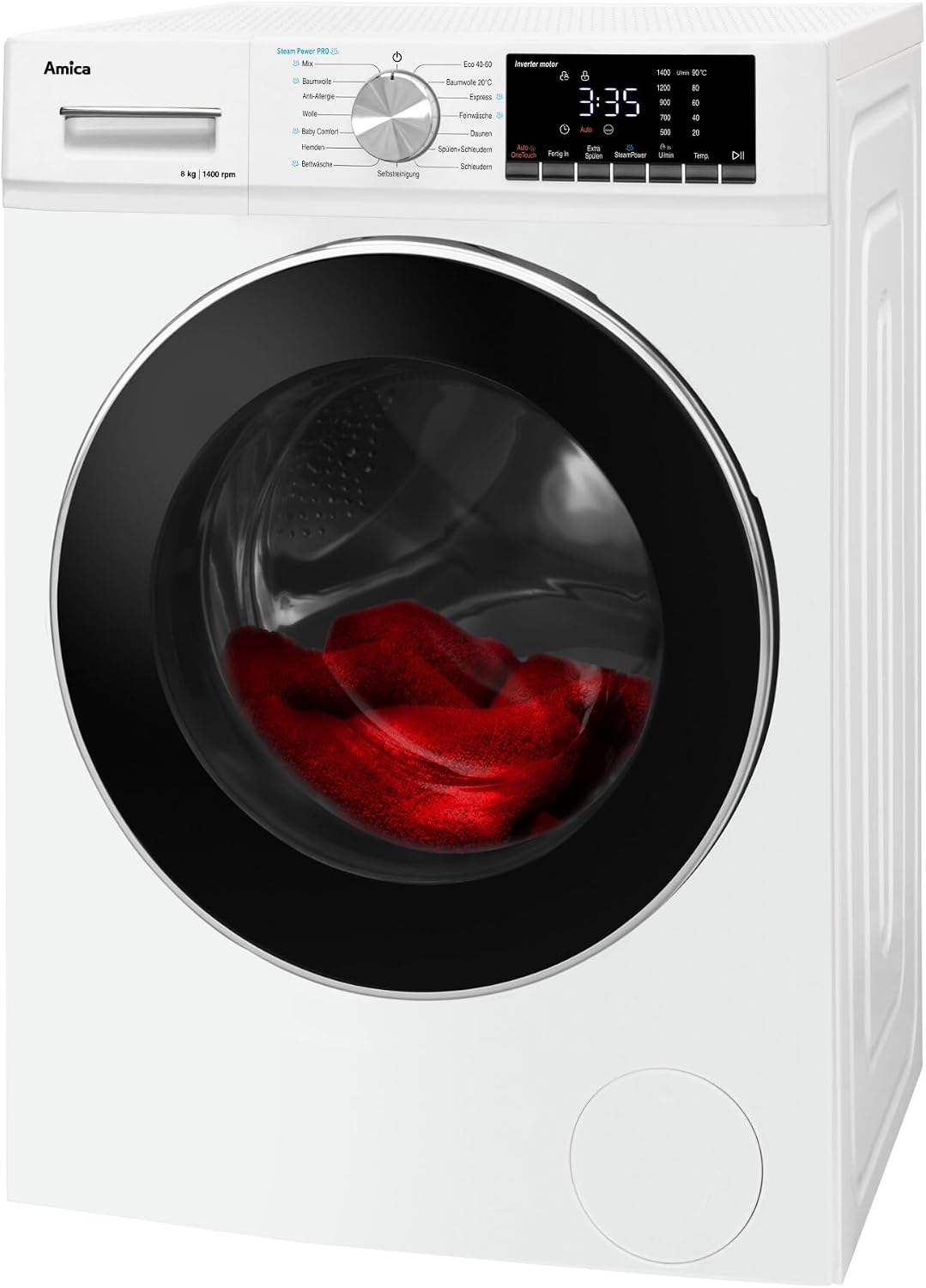 Amica Waschmaschine,   Waschmaschine 8 kg Frontlader SteamTouch AquaStop Weiß WA 484