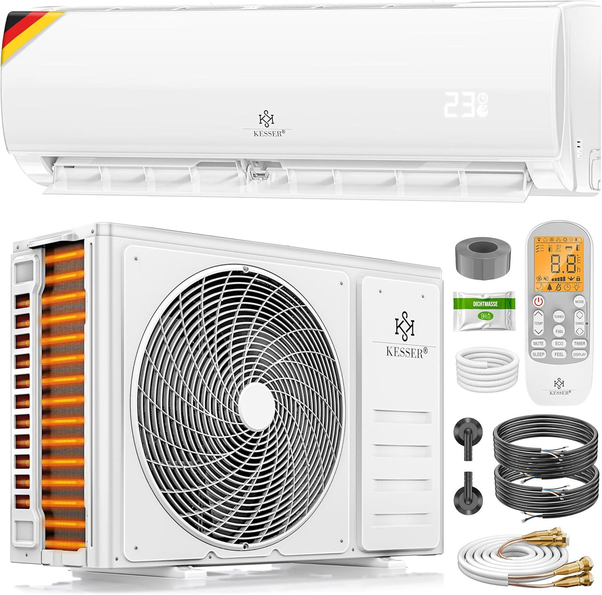 KESSER Split-Klimaanlage, WiFi & App Klimagerät mit Heizfunktion & Kühlmodus Wandklimaanlage, mit Kupferleitung 9000 BTU 2