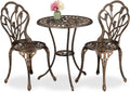 Tisch 3-teilig Gartenmöbel Set, & 2 Stühle, Aluguss, Balkonmöbel Antik-Design, Garten Sitzgruppe, Farbwahl, Relaxdays