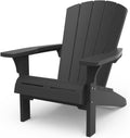 Gartenstuhl Alpine Adirondack Chair Outdoor, aus Kunststoff mit Getränkehalter, grau, wetterfest, amerikanischer Design-Klassiker, für Garten