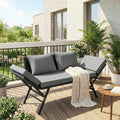 Sofa 2-Sitzer Gartenbank Polyrattan mit Liegefunktion Polyrattan-Möbel Rattan Garten, mit Verstellbare Armlehnen, Gartenbank Wetterfest für Garten