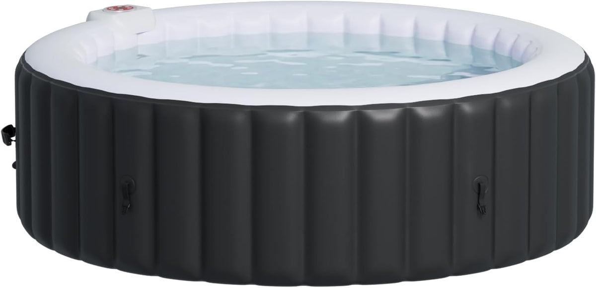 Aoxun 2-4 Aufblasbarer Spa für Personen mobiler Whirlpool, 208 × 208 cm mit 130 Massagedüsen, tragbare Badewanne mit 1800W Heizung, Abdeckung & Filter