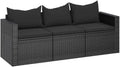 Sofa 3-Sitzer-Garten, mit Kissen Schwarz Poly Rattan, vidaXL