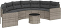Sofa Garten, mit Tisch und Kissen Halbrund Grau Poly Rattan, vidaXL