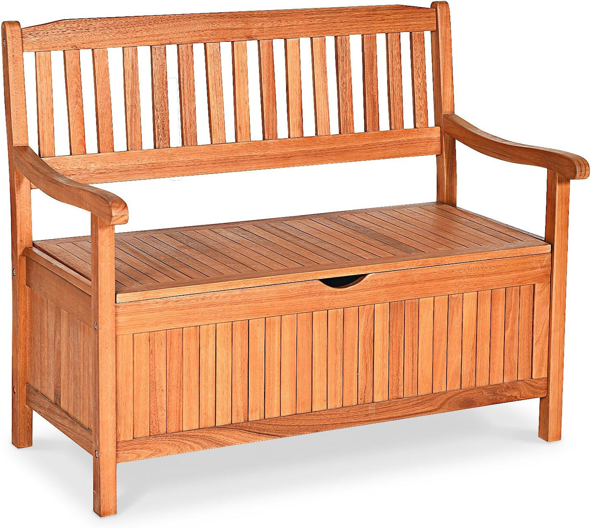 Sitzbank 2-Sitzer Gartenbank Holz mit Stauraum Truhenbank mit Aufbewahrungsbox, Massivholz bis 360 kg belastbar, Terrassenbank Outdoor