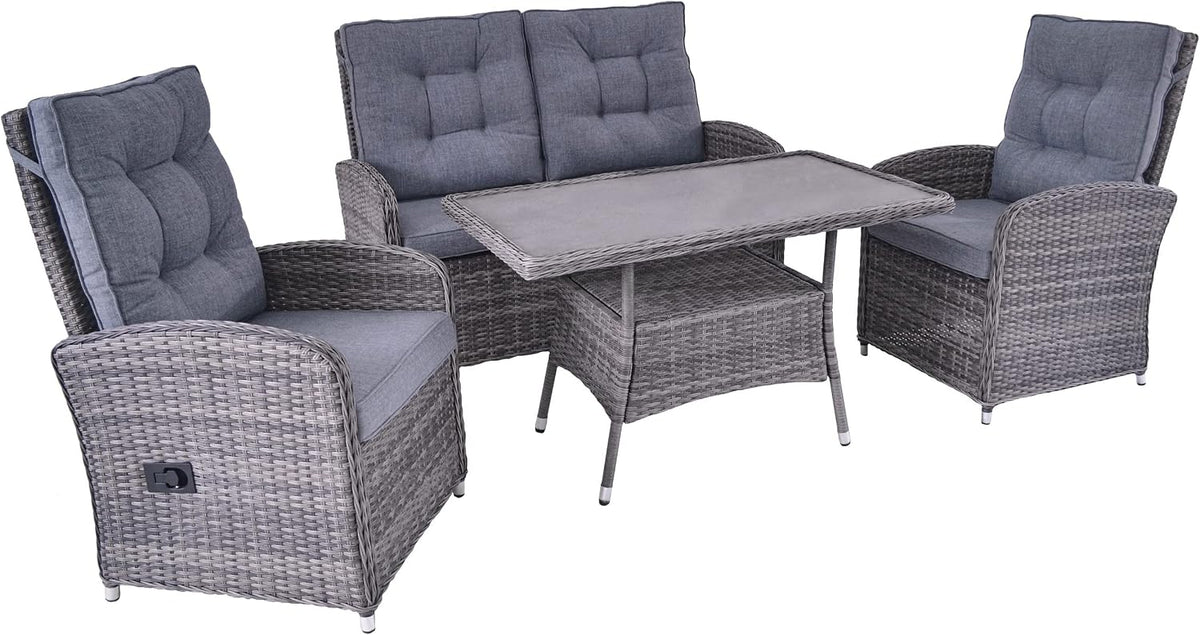 Gartenmöbel-Set, »Bailado« Lounge Set 4-TLG. Gartenset Gartengruppe Balkon Set aus Polyrattan inkl. Sitzkissen Gartenlounge Sitzgruppe, LC Garden