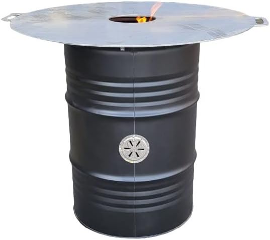 Srm-Design Feuerschalen & -körbe, Komplettset Feuertonne Feuerplatte 100cm Grilltonne Plancha Feuerkorb Abstandshalter Set Schwarz