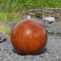 CLGarden Brunnen & Kaskaden, Cortenstahl Kugelbrunnen CSB50 Gartenbrunnen Wasserspiel Rost Kugel Springbrunnen mit LED Beleuchtung