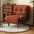 Sofa 1-Sitzer umwandelbar Schlaf, Sessel, großer Komfort, abnehmbar, mit Kissen, Armlehnen und Füßen aus Metall (Orange), Fabulcozy