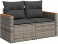 Sofa Garten, 2-Sitzer mit Kissen Grau Poly Rattan, vidaXL