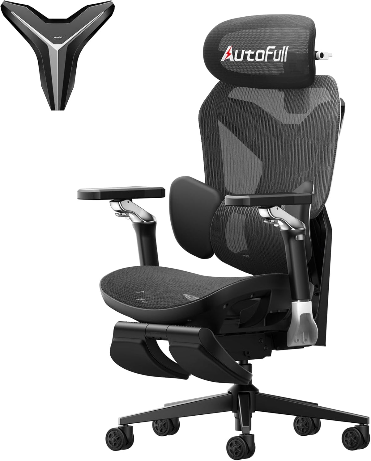 AutoFull Computer-Gaming-Stühle, G7 Gaming Stuhl mit 3-Zonen-Lordosenstütze und Netzbezug