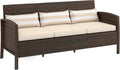 Sofa Rattan, mit Kissen Dreisitzer Stahl 173 × 68 × 78 cm Braun, Outsunny