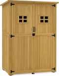 M MCombo Gartenschrank Holz Gartenhaus, Klein Wetterfest, Outdoor Gerätehaus Geräteschuppen, für Außenbereich Balkon Terrasse, 59×127×168 cm