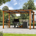 Pavillon Grill, 8 × 3, 6m Hardtop mit Pultdach, Haken, Garten und Hinterhof, Holzoptik, Modern Shade Outdoor Living Spaces