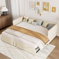 Bett 90 180x200 Schlafsofa cm Ausziehbares Polster, mit Lattenrost, Gästebett Jugendbett Multifunktionsbett, Samtstoff (Beige-2), BRILVERDE