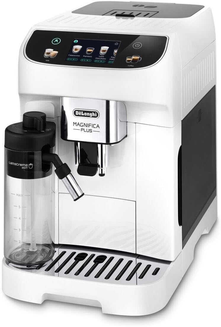 De'Longhi Kaffeevollautomat, Magnifica Plus ECAM320.60.W, Vollautomatische Kaffeemaschine mit LatteCrema Hot für Automatischen Cappuccino, 4 Rezepte