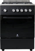 Gasline SHGG6060FGWB WOK Gasstandherd Gaskochfeld Brenner Gasbackofen mit Thermostat Grill, Timer 60 cm Edelstahl/Schwarz Erdgas LPG