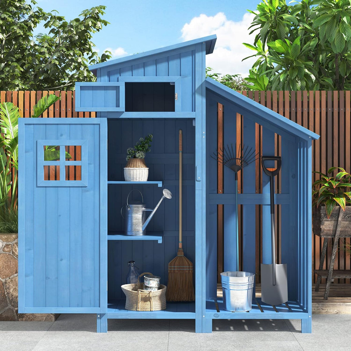 MOBETTRES 1 Gerätehaus Gartenschrank Geräteschuppen Geräteschrank auch für kleine Gärten geeignet Holzhütte St. Gartenhaus, (Blau