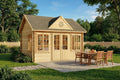 Alpholz Gartenhaus, Clockhouse 440 × 340cm aus Holz Naturbelassen 28mm Wandst