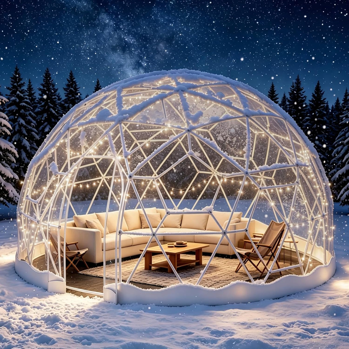 Gaonala 3.6Mx2.2M Gewächshaus, Gartenkuppel Igloo, Gartenkuppel TPU Blasenzelt mit Verstärktem 1, 5 mm PC-Rahmen, Durchsichtiges Kuppelzelt für Garten