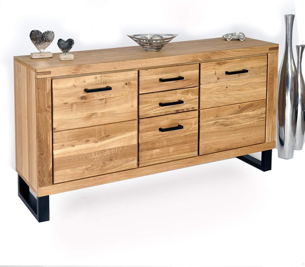 Sideboard, Kommode Wildeiche Teilmassiv geölt B158xH82xT40 ELFO Tina 2346, DK-Wohnen
