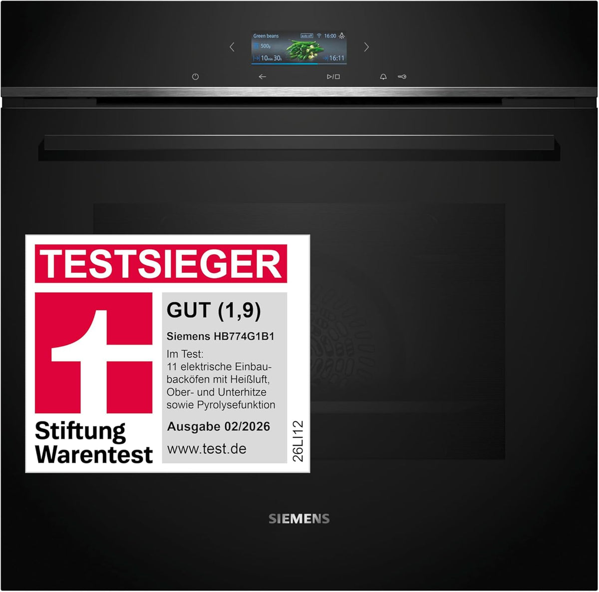 Siemens iQ700 Smarter Einbau- Backofen, 60 × 60 cm Edelstahl HB774G1B1