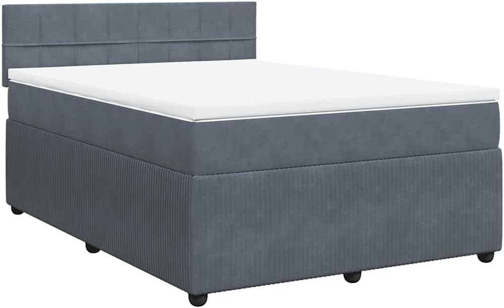 Boxspringbett, mit Matratze Dunkelgrau 140 × 190 cm Samt, vidaXL
